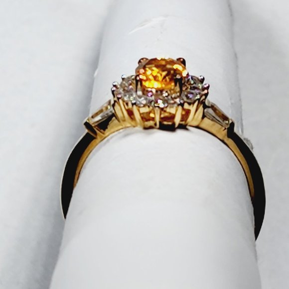 Jalisco Fire Opal & White Zircon ring in 14K YG vermeil over 925 SS 1.20 ct sz 7 - Picture 6 of 6